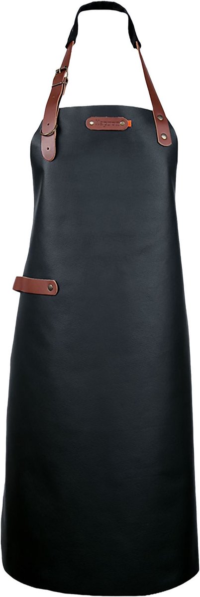 Xapron - Bovine Schort met Nekband Medium Leer - Leer - Zwart