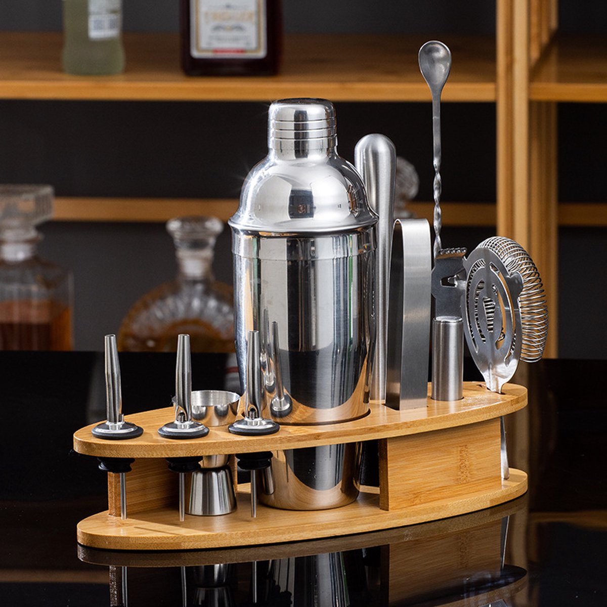 Cocktail Shaker Set 750ml - Cocktailshakerset - Mixbeker - Shakerbeker - Cocktailmenger - Cocktailshaker Set - Cocktailsets - Strainer - Schenktuit - 12-delig - RVS - Roestvrij