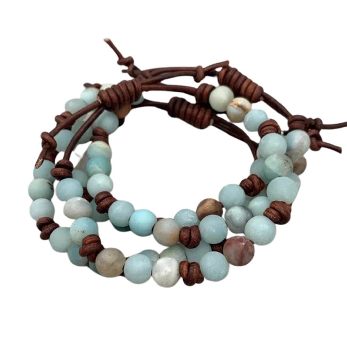 Sparkolia Amazoniet Edelsteen Armband Blauw | Touw Verstelbaar | Heren Dames