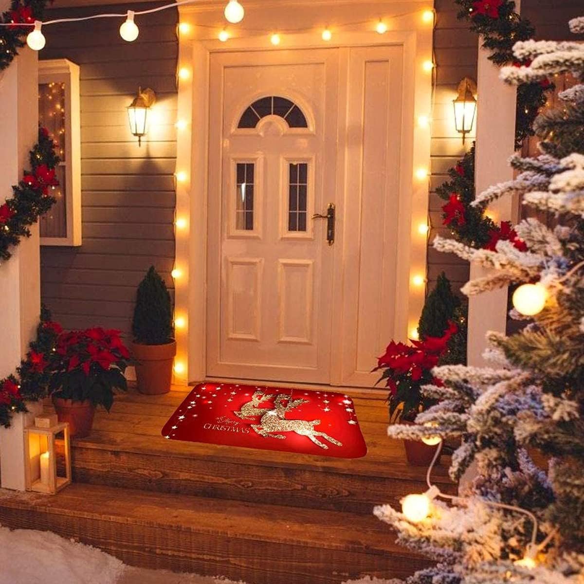 Kerstbadmat, kerstman, deurmat, decoratie, 40 x 60 cm, absorberend, antislip, wasbaar, tapijt voor binnen en buiten, entree, badkamer, keuken, woonkamer, slaapkamer, woondecoratie, voor badkamer