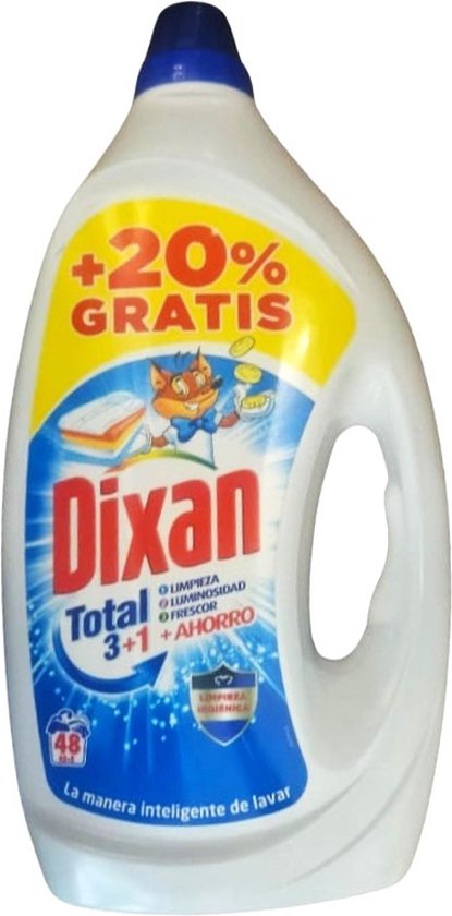 Dixan - Total 3+1 - Effective Cleaning Action - Vloeibaar Wasmiddel - 2.4L  - 48 Wasbeurten | bol