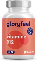 gloryfeel - Vitamine B12 tabletten (200 stuks) - 1000 mcg zuiver B12 per dagdosering - Premium: Beide bioactieve vormen + depotvorm + foliumzuur 5-MTHF