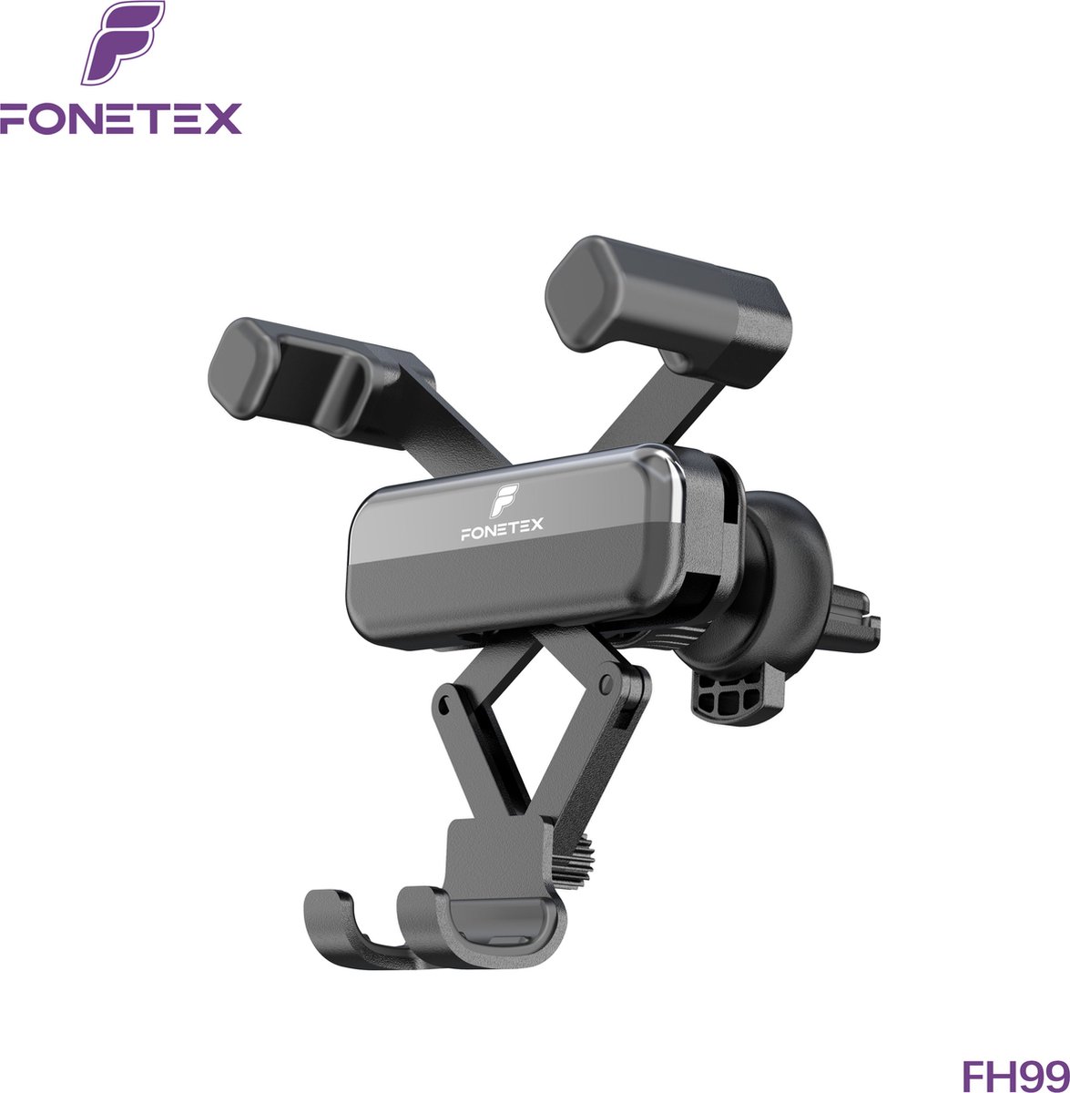 FoneTex Praktische Telefoonhouder - Auto Ventilatiehouder - 360º Rotatie - Zwart