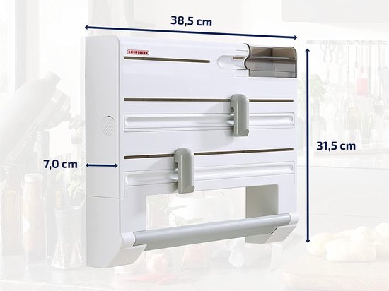 WESTYLE - 3 in 1 Wrap & Folie Dispenser, Aluminiumfolie, Wax Papier, Plastic Wrap Dispenser met Cutter & Gegraveerde Labels, Natuurlijke Bamboe Gemaakt Keuken Organizer & Houder - Werkt met 30,5 cm