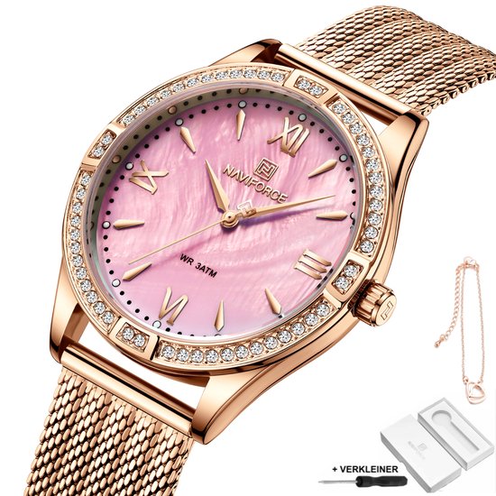 Naviforce - Horloge Dames - Cadeau voor Vrouw - 37 mm - Rosé Roze