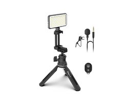 DigiPower Professionele Video/ Vlog kit "The Instructor" DP-VLX100 - Smartphone/ Camera - 112 LED Light met filter - Tie clip microfoon - Tripod statief - Bluetooth remote control