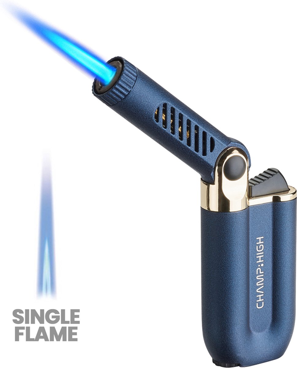 Goedkoopste Champ High Metal Hervulbare Aansteker - Vuurwerk Aansteker - Gasbrander - Gasaansteker - BBQ - Windproof - Blauw