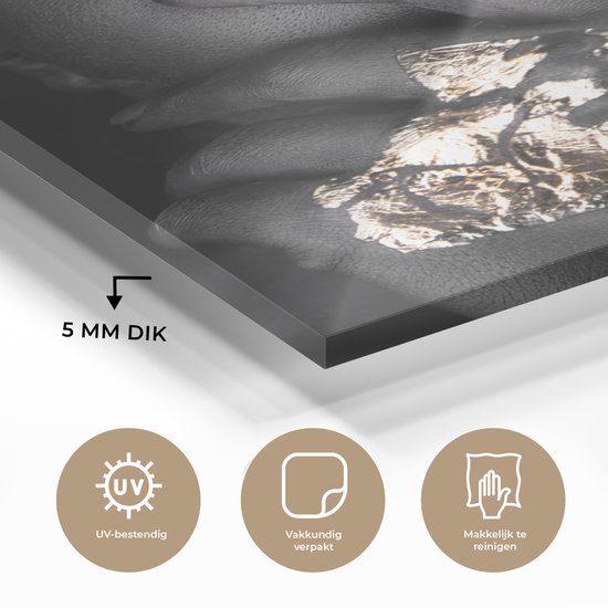 MuchoWow® Peinture sur Verre - Femme - Or - Zwart - Maquillage - Luxe - 80x120 cm - Peintures sur Verre Acrylique - Photo sur Glas