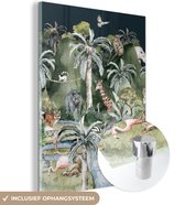 MuchoWow® Glasschilderij 90x120 cm - Schilderij acrylglas - Kinderen - Jungle - Natuur - Dieren - Planten - Foto op glas - Schilderijen