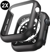 Hoesje geschikt voor Apple Watch Series 4 / 5 / 6 / SE - 40 mm Screen Protector - Podec Full Cover Hard Case - Zwart - 2 Stuks