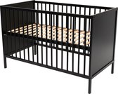 Bebies First Baby Bed Dicht 60x120 Verstelbare Bodem - Zwart
