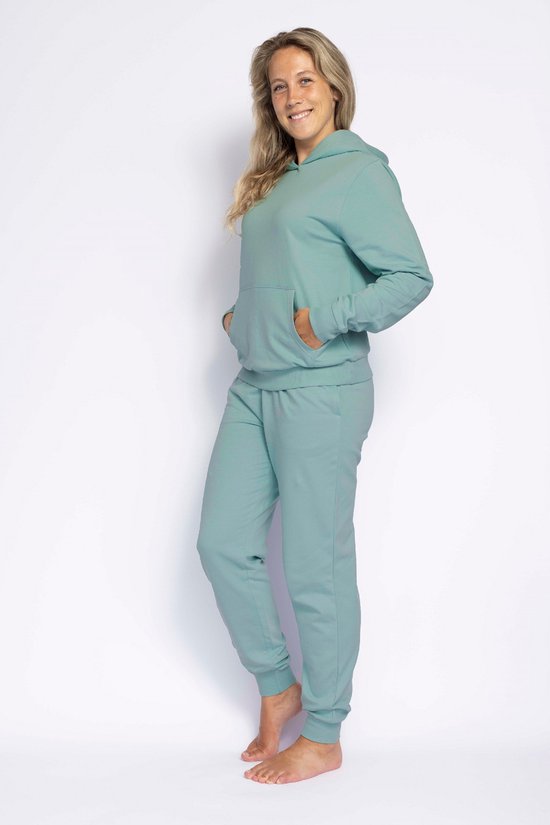 Joggingpak dames, Huispak dames, Hoodie & sweatpants - Salie groen – Maat M