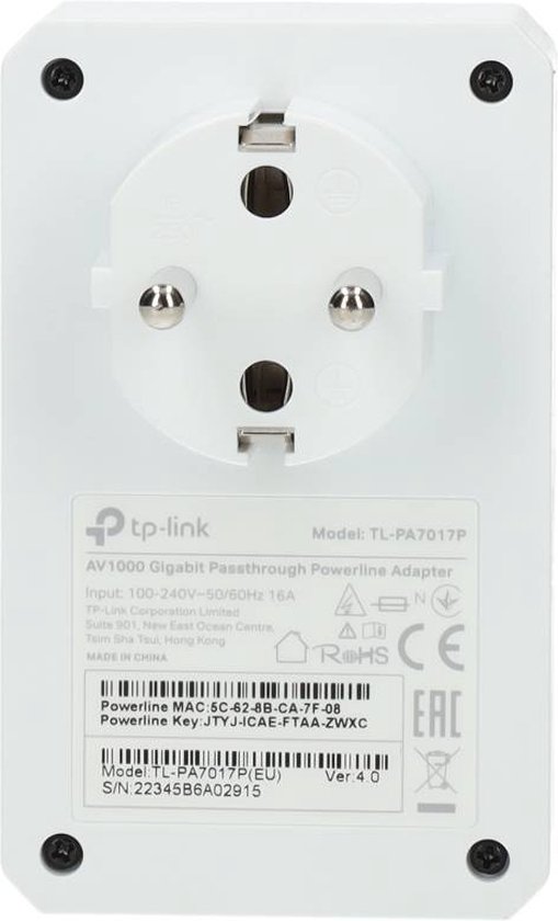 TPLink TLPA7017P KIT Powerline Adapter Zonder WiFi 1000 Mbps