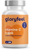 gloryfeel - Vitamine C 365 capsules - Hooggedoseerd met 1000 mg + 20 mg zink - Plantaardig gefermenteerd & gebufferd (pH-neutraal, zuurvrij, maagvriendelijk) - Laboratorium getest, veganistisch zonder toevoegingen, geproduceerd in Duitsland