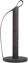 By WIRTH - HANDS ON Keukenrolhouder van zwart eiken en leer - Ø12,5 x h30cm