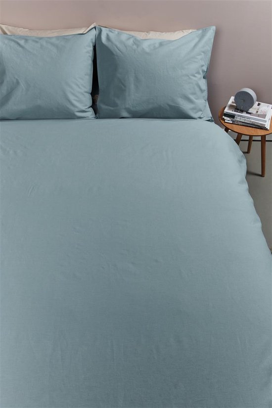 Ambiante Cotton Uni dekbedovertrek - Effen - Lits-Jumeaux - 240x200/220 cm - Blauw van Merkloos — afbeelding 5