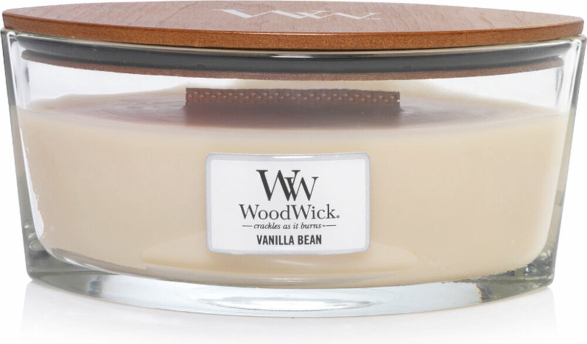 WoodWick Heartwick Flame Ellipse Geurkaars - Vanilla Bean - Woodwick