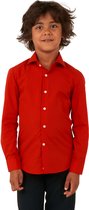 OppoSuits Shirt - Red Devil Kids - Jongens Overhemd - Effengekleurd - Rood - Maat: EU 98/104 - 4 Jaar