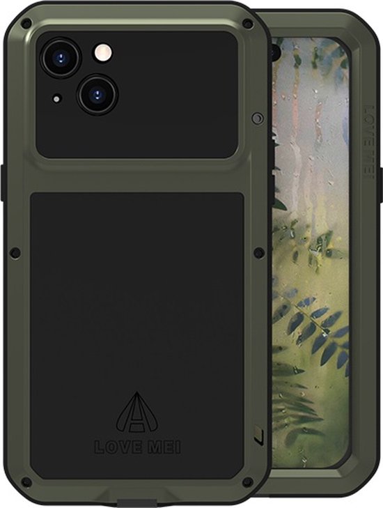 iPhone 15 Plus Hoes - Love Mei - Metalen Extreme Protection Case - Groen - GSM Hoes - Telefoonhoes Geschikt Voor iPhone 15 Plus
