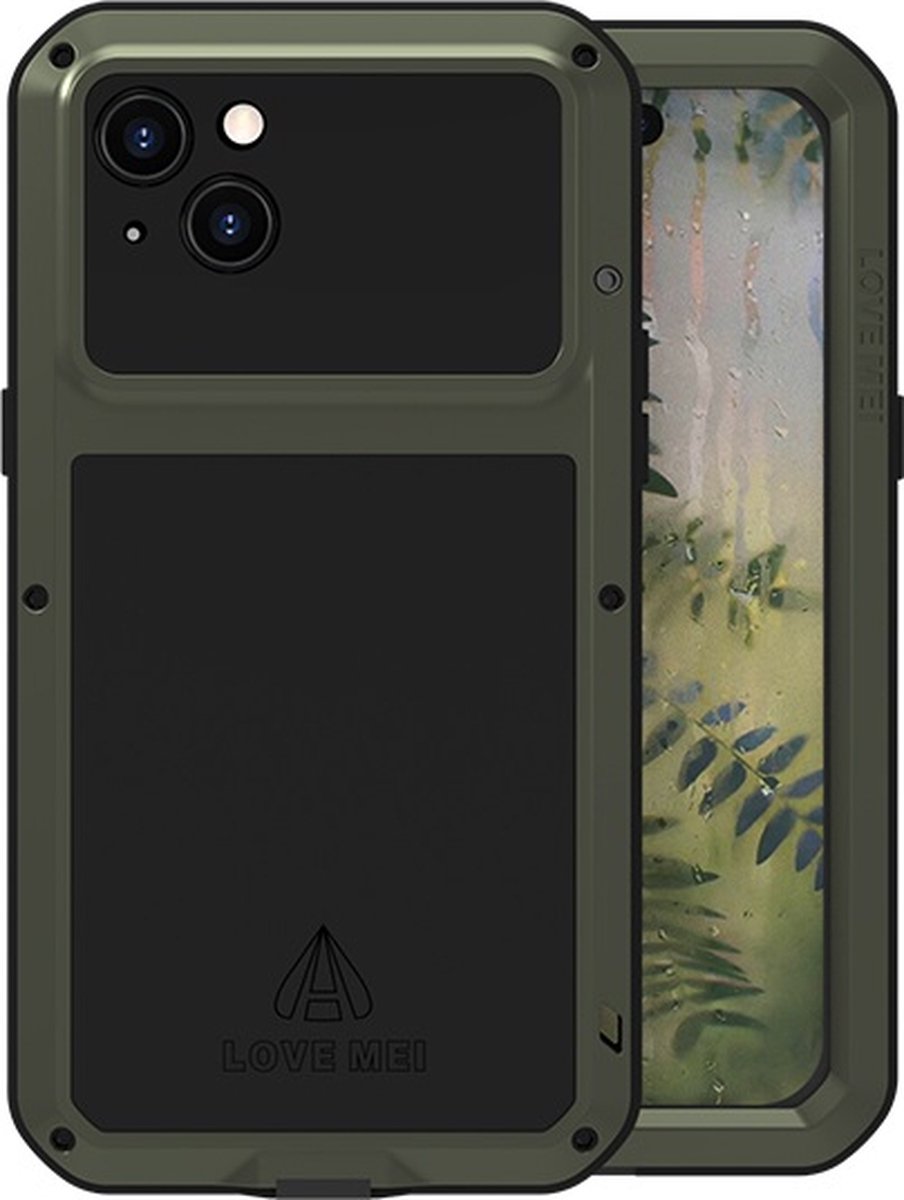 Love Mei Case geschikt voor iPhone 15 Plus - Metalen Extreme Protection Hoes - Groen