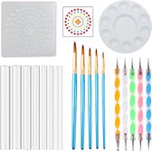 Mandala set 20 stuks Schilderen Dotting Tools Verf accessoires – Schilderset – Sjabloon - Tekenen - Voor Volwassenen - Penselen - Sjablonen - Nail art