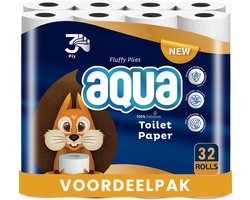 AQUA - Tripple Soft - 1x32 rollen WC papier - 32 Rollen - 3 Laags Toiletpapier, Extra Zacht &…