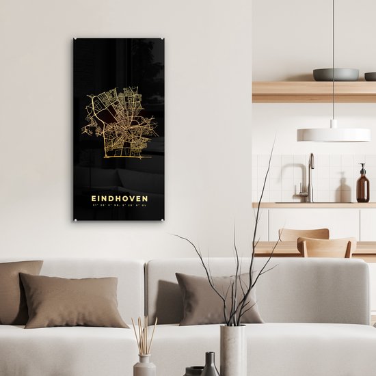 Peinture sur verre - Pays- Nederland - Eindhoven - Carte - Plan d'étage - Plan de la ville - 40x80 cm - Peintures sur verre acrylique - Photo sur Glas