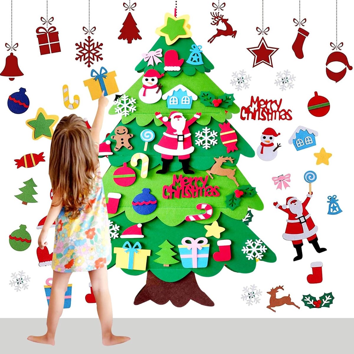 Feutre Arbre De Noël, Sapin De Noël en Feutre DIY, Sapin De Noel Enfant,  Arbre De