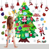 Vilten kerstboom, doe-het-zelf vilten kerstboom met 32 stuks afneembare hangende ornamenten, huisdeur, muur, kerstdecoratie, kinderkerstcadeau