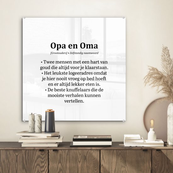 MuchoWow® Peinture sur verre 50x50 cm - Peinture sur verre acrylique - Citations - Dictons - 'Grand-père et grand-mère' - Photo sur verre - Peintures