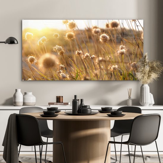 MuchoWow® Peinture sur verre - Plantes - Nature - Fleurs - Soleil - Horizon - 120x60 cm - Peintures sur verre acrylique - Photo sur Glas