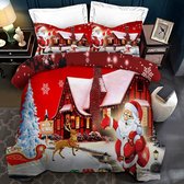 Kerstbeddengoed, beddengoedset, kerstman eland patroon, beddengoedset, kerstdekbedovertrek met kussenslopen, geschikt voor jongens en meisjes (E, 200 x 200 cm)