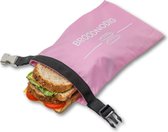 NEEDED BREAD Sac à Sandwich Réutilisable (30x20cm) - Hermétique - 100% RPET - Lunch Bag - Film Alimentaire - Adultes et Enfants - Lunch Box - Lunch Box - Rose Pastel
