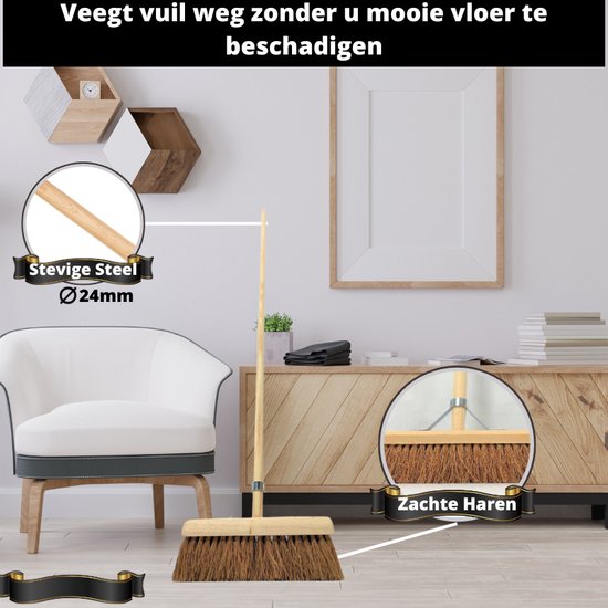 Synx Tools bezem Binnenbezem Coco 29cm - Zachte Bezems - Bezem - Bezems - Kamerveger - Zaalveger / Zachte Besem - Incl. Steel 120cm - Binnen Bezem - Veger van Synx Tools — afbeelding 3