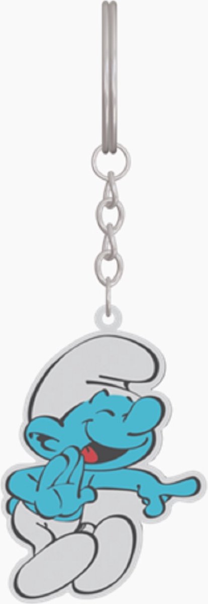 Lachende lolsmurf - metalen sleutelhanger - eenzijdig bedrukt - 6 cm