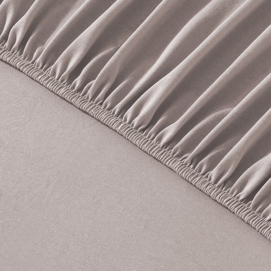 VISION Hoeslaken - Jersey katoen - Rekbaar, zacht en perfecte pasvorm - 140 x 200cm met 30cm hoekhoogte - Geschikt voor boxspring matras - Beige - 100% katoen Jersey - Oekotex gecertificeerd