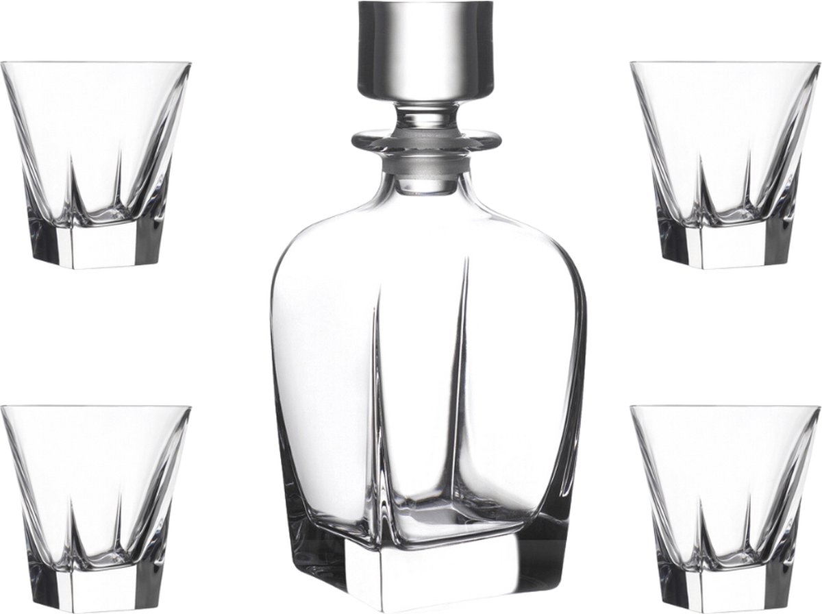 RCR Fusion - Whiskykaraf en glazen - Exclusieve Whiskyset - 1 Karaf en 4 Glazen - Kristalglas