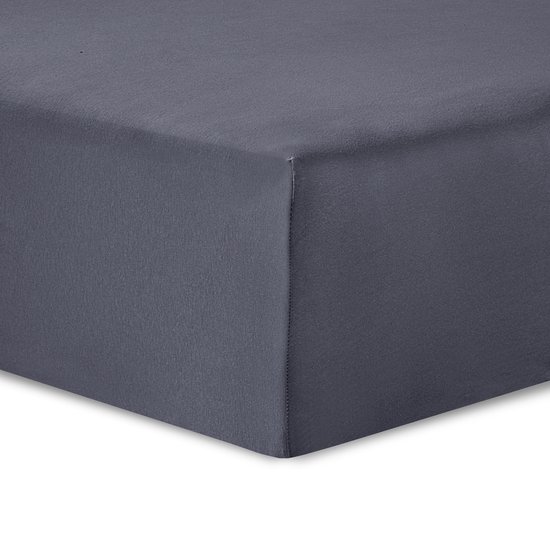 VISION Hoeslaken - Jersey katoen - Rekbaar, zacht en perfecte pasvorm - 140 x 200cm met 30cm hoekhoogte voor 1persoons bed - Antraciet - 100% katoen Jersey