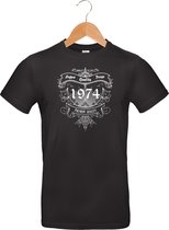 1974 - Classic - Vintage - Premium Quality - T-shirt - 100% katoen - leeftijd - geboortejaar - verjaardag en feest - cadeau - kado - unisex - zwart - maat L