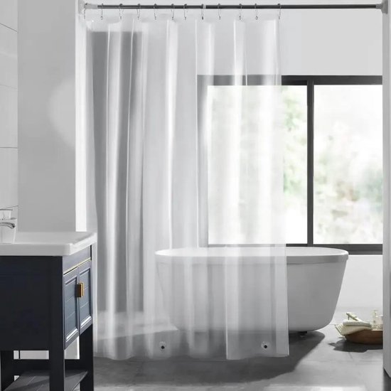 Douchegordijn 2m hoog x 1,8m breed Doorzichtig PEVA incl. 12