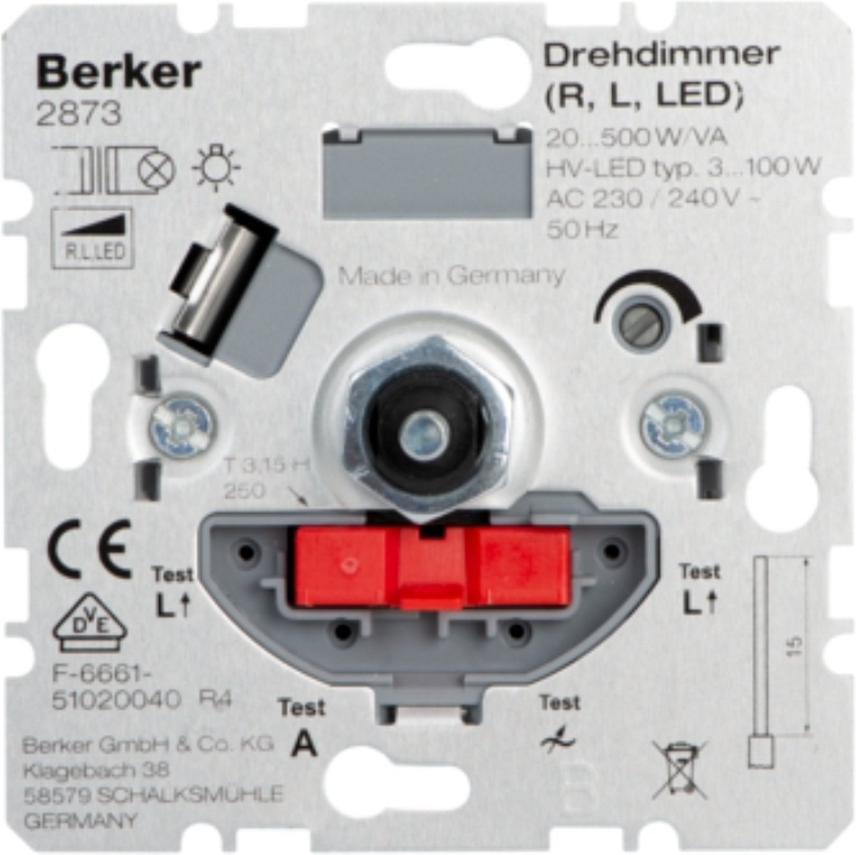 Berker Inbouw Dimmer LED/Gloei/Halogeen