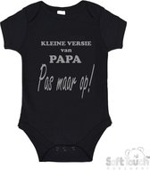 100% katoenen Romper "Kleine versie van papa Pas maar op!" Unisex Katoen Zwart/grijs Maat 62/68