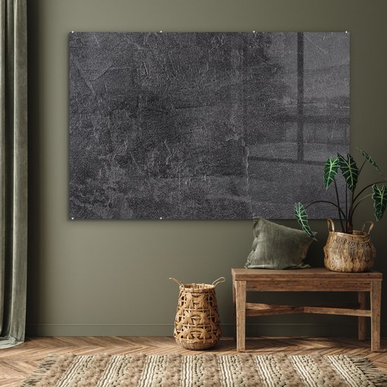 MuchoWow® Peinture sur verre 180x120 cm - Peinture sur verre acrylique - Ardoise - Béton - Natuursteen - Grijs - Industriel - Photo sur verre - Peintures