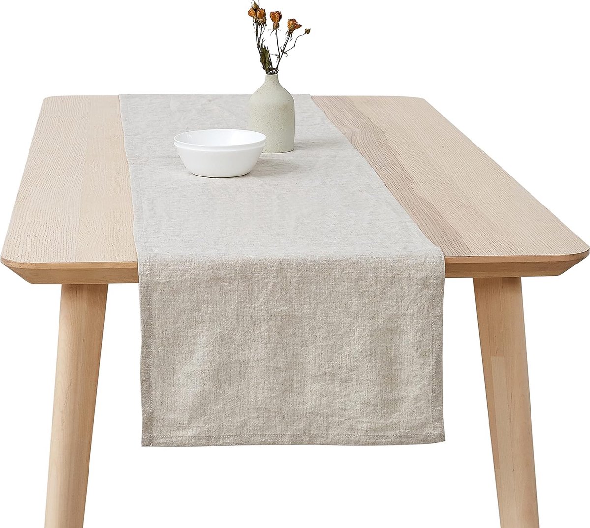 100% puur linnen tafelloper met steen gewassen 40 x 140 cm, voor eetkamer, keukentafel, handgemaakt van Europese vlas, duurzaam, machinewasbaar
