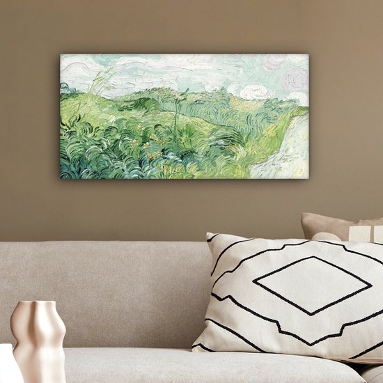 Tableau sur toile Van Gogh - Art - Maîtres anciens - Champ de maïs vert - 40x20 cm - Décoration murale