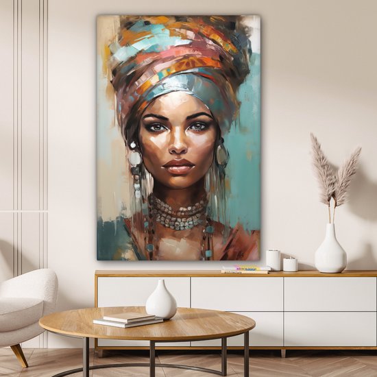 Tableau toile femme 90x140 cm - Décoration chambre adultes - Art moderne - Décoration murale toile toile abstraite - Toile murale cuisine - Photo sur toile - Tableau cuisine décoration maison - Décoration chambre abstraite - Hotel chic