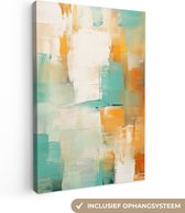 Canvas Schilderij Kunst - Abstract - Blauw - Wit - 40x60 cm - Wanddecoratie