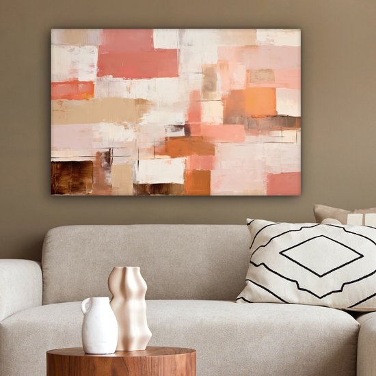 Peinture sur toile - Rose - Abstrait - 60x40 cm - Décoration murale