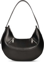 Leather shoulder bag with rounded shape