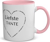 Akyol - liefste tante koffiemok - theemok - roze - Tante - de liefste tante - verjaardag - cadeautje voor tante - tante artikelen - kado - geschenk - 350 ML inhoud